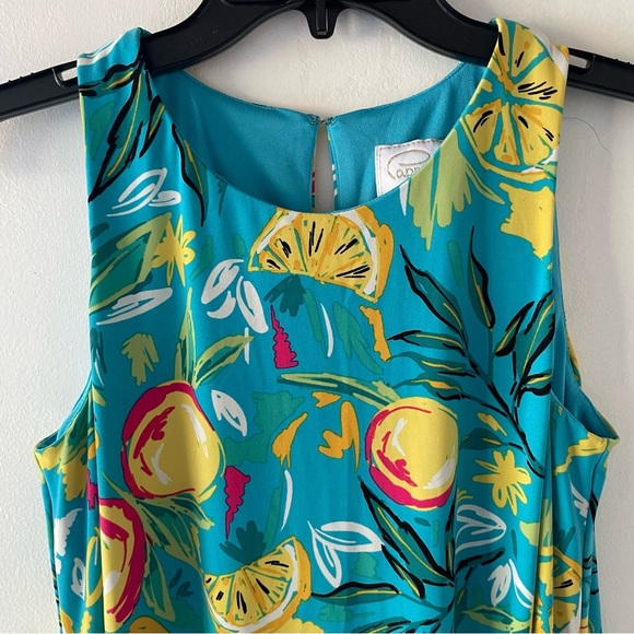 Papagallo blue citrus fruit print dress peaches lemons oranges 37834 - Picture 3 of 7